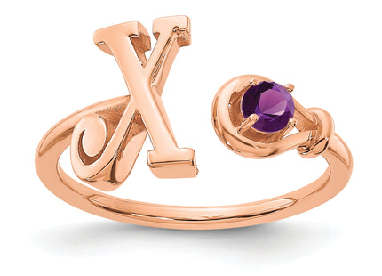 10K Gold Letter with Birthstone Ring