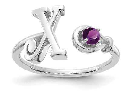 10K Gold Letter with Birthstone Ring