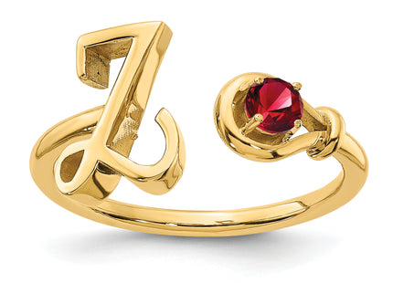 14K Yellow Gold Letter Z Birthstone Ring