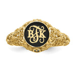 SS/Gold-plated Filigree w/Epoxy and Birthstone Monogram Ring view