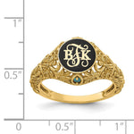 SS/Gold-plated Filigree w/Epoxy and Birthstone Monogram Ring view