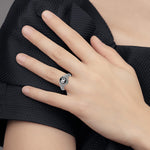 10k White Gold Filigree w/Epoxy and Birthstone Monogram Ring view 5