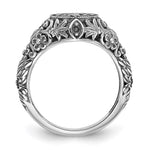 SS/Rhod-plated Filigree w/Epoxy and Birthstone Monogram Ring view 3