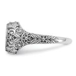SS/Rhod-plated Filigree w/Epoxy and Birthstone Monogram Ring view 2