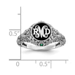 10k White Gold Filigree w/Epoxy and Birthstone Monogram Ring view 6