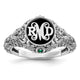 14K White Gold Filigree w/Epoxy and Birthstone Monogram Ring