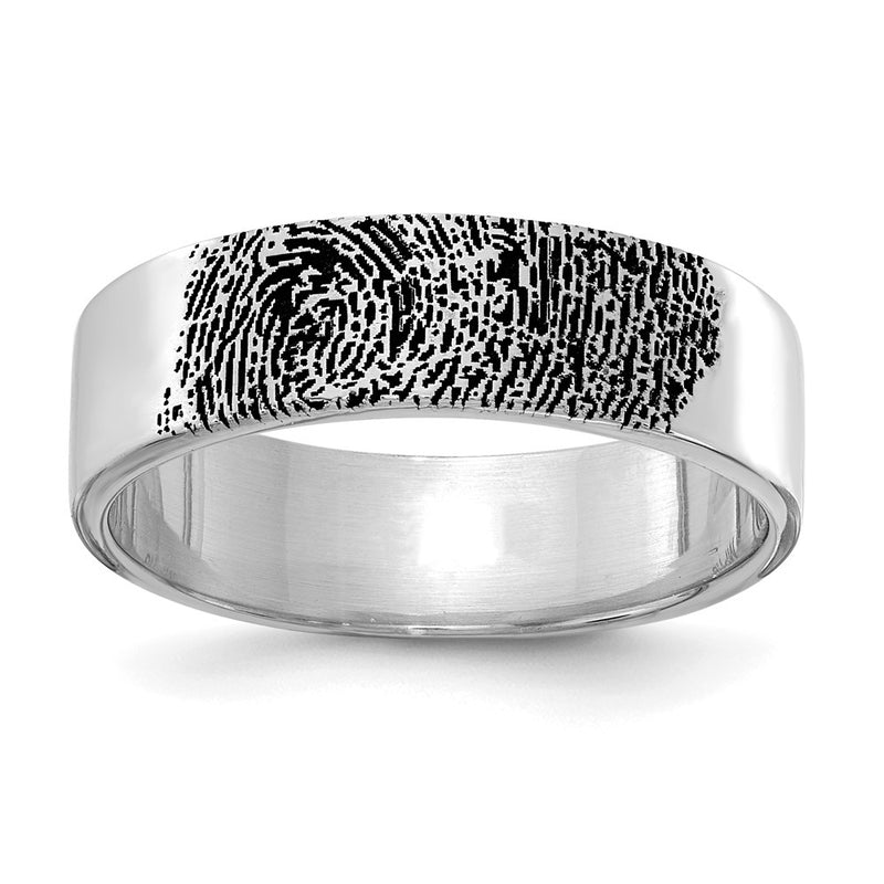 10K white gold fingerprint ring