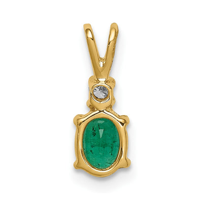 14K Oval Emerald and A Diamond Pendant