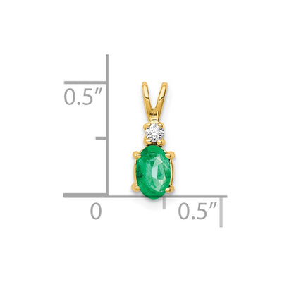 14K Oval Emerald and VS Diamond Pendant
