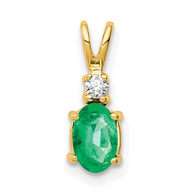 14K gold diamond oval pendant