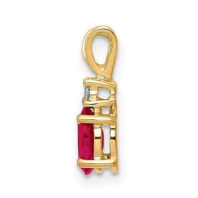 14K Oval Ruby and AAA Diamond Pendant