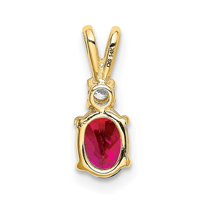 14K Oval Ruby and AAA Diamond Pendant