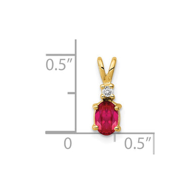 14K Oval Ruby and AA Diamond Pendant