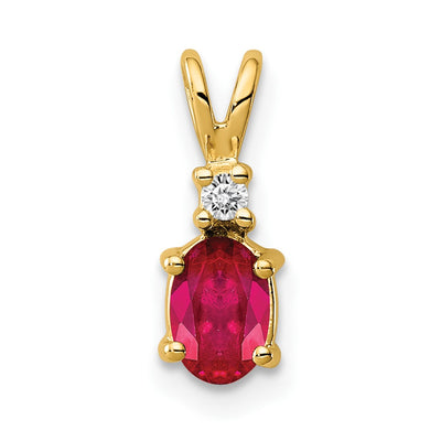 14K gold diamond oval pendant