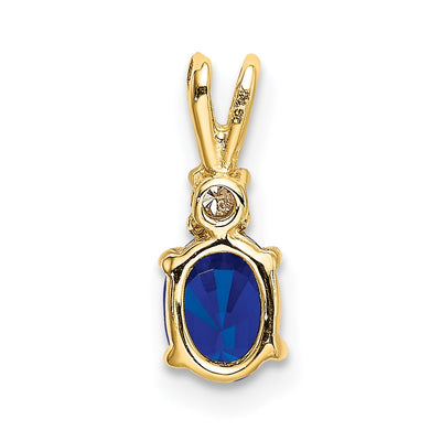14K Oval Sapphire and VS Diamond Pendant