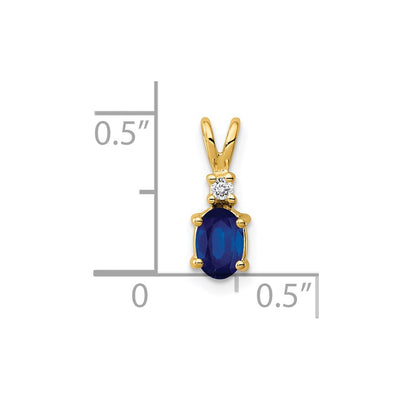 14K Oval Sapphire and AAA Diamond Pendant