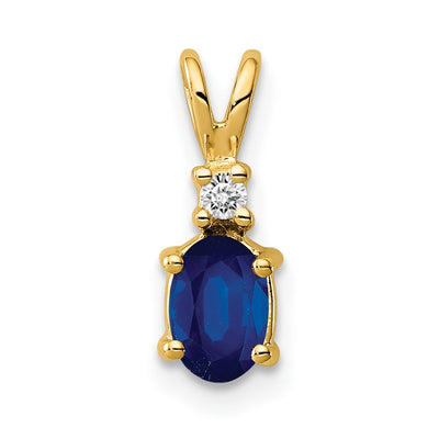 14K gold diamond oval pendant