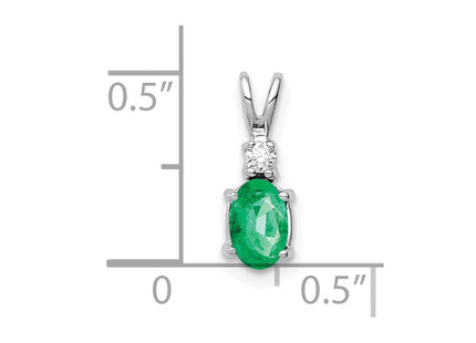 14K white gold diamond oval pendant, another view