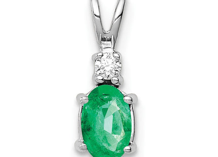 14K white gold diamond oval pendant