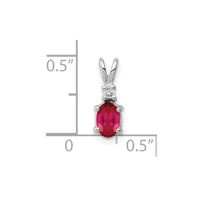 14K White Gold Oval Ruby and A Diamond Pendant