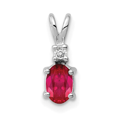 14K white gold diamond oval pendant