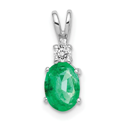 14K white gold diamond oval pendant