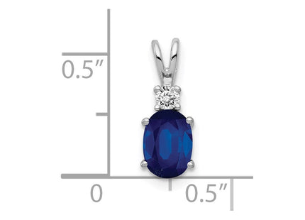 14K white gold diamond oval pendant, another view