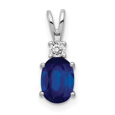 14K white gold diamond oval pendant