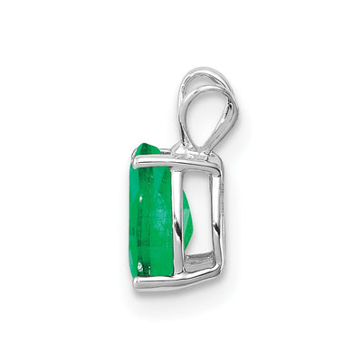 14K White Gold Pear Emerald Pendant