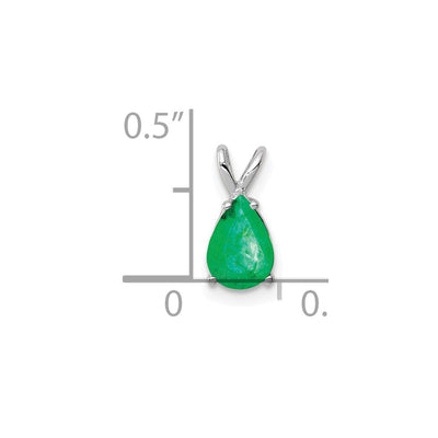 14K White Gold Pear Emerald Pendant