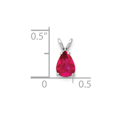 14K White Gold Pear Ruby Pendant