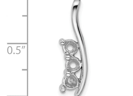 14k White Gold Holds 3- Three-Stone Curved Bar Chain Slide Mounting (Style XP1449)