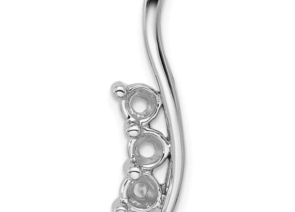 14k White Gold Holds 3- Three-Stone Curved Bar Chain Slide Mounting (Style XP1449)