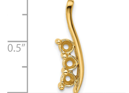 14k Holds 3- Three-Stone Curved Bar Chain Slide Mounting (Style XP1450)