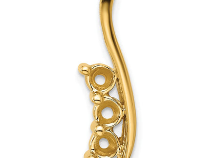 14k Holds 3- Three-Stone Curved Bar Chain Slide Mounting (Style XP1450)