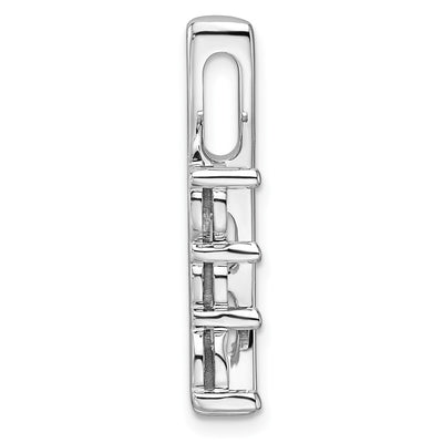14K White Gold Holds Three-Stone Curved Bar Chain Slide Mounting, 29 x 8mm