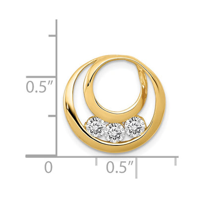 14K Complete AA Diamond Three-Stone Circle Chain Slide