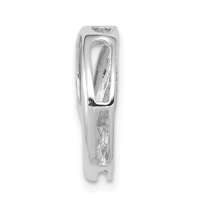 14K White Gold Complete AAA Diamond Three-Stone Circle Chain Slide