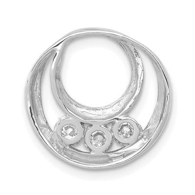 14K White Gold Complete AA Diamond Three-Stone Circle Chain Slide