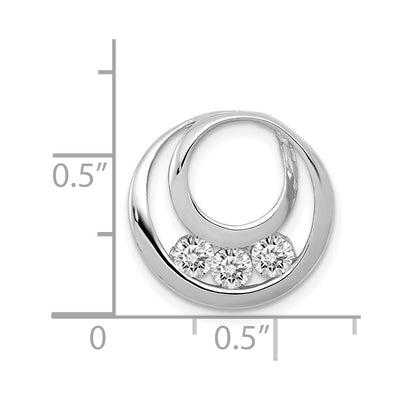14K White Gold Complete AA Diamond Three-Stone Circle Chain Slide