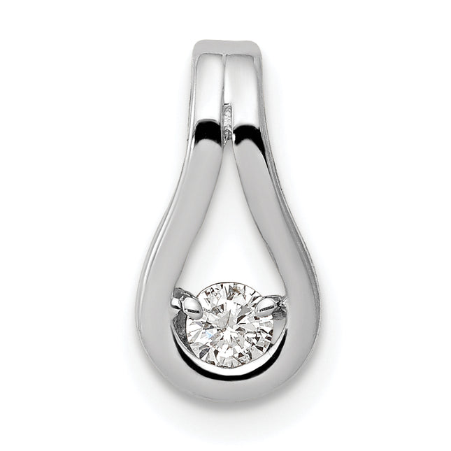 14k White Gold Complete A Diamond Teardrop-Shape Slide Fits up to Regular/ Fancy or Reversible Omega, 12 x 6mm