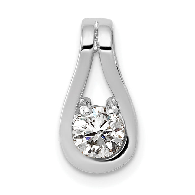 14k White Gold Holds Stone Teardrop-Shape Slide Mounting Fits up to Regular/ Fancy or Reversible Omega, 16 x 8mm