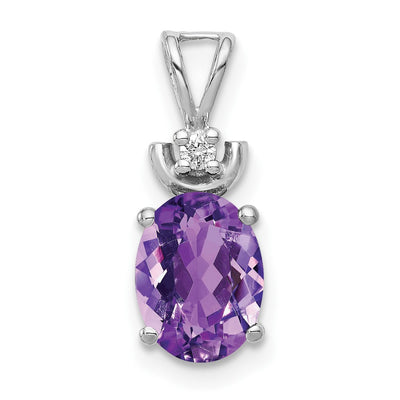 14K white gold diamond oval pendant