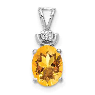 14K white gold diamond oval pendant
