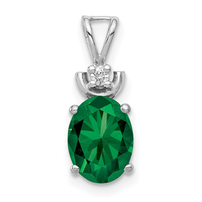 14K white gold diamond oval pendant