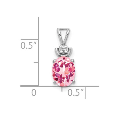 14K White Gold Oval Pink Tourmaline VS Diamond Pendant