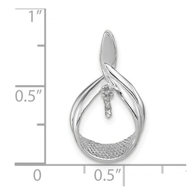 14K White Gold Pearl Pendant Mounting, 21 x 12mm