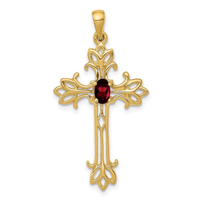 14K gold garnet oval pendant