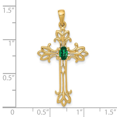 14K Oval Mount St. Helens cross pendant