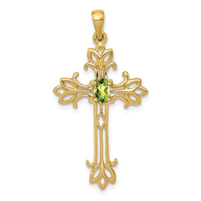 14K gold peridot oval pendant